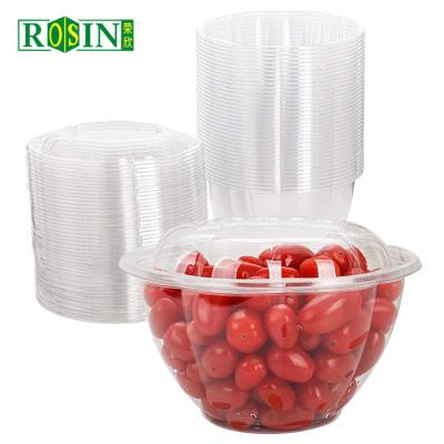 China 40oz Round PET Plastic Fruit Packaging Disposable Salad Containers With Lid for sale