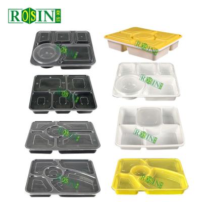 China Clear Takeaway 6 Compartment Food Container Microwave Safe With Lid for sale