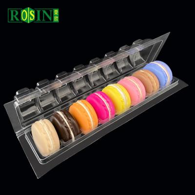 China Customized 8 Cavity Macaron Tray Packaging Rectangular Hinged Bottom for sale