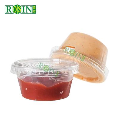 Chine 1 oz de plastique transparent pour les plats à emporter Contenant de sauce Contenant de tasse jetable avec couvercle à vendre