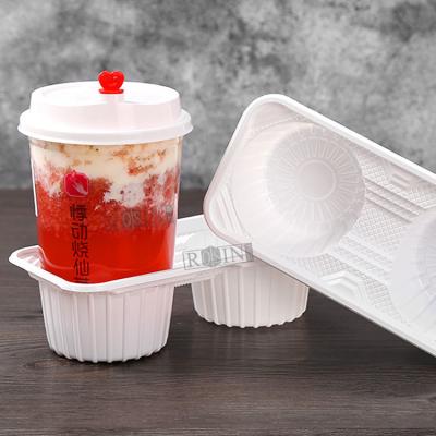 China Disposable PP Plastic Cup Carrier Tray Takeaway Leakproof For Milk Tea for sale