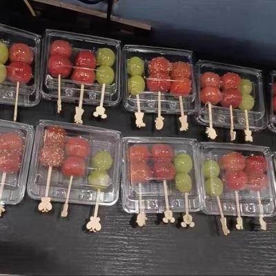 China Customized disposable plastic transparent pet foods on a stick packaging hidden clamshell Tomatoes on sticks container with lid for sale