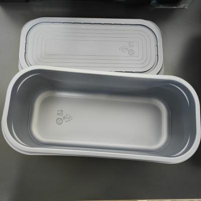 China Contenedor de helados de plástico con forma de vacío con tapa de 5L de color gris / transparente PP / PET en venta