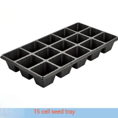 China Customized 15 cell plant black PS plastic flower tomato vegetable seed tray for sale