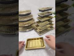 golden plastic sushi tray