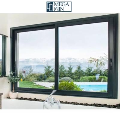 China Magnetic Screen Guangdong Doors And Windows Factory Cheap Price Canada Vancouver Low E Glazed Aluminum Sliding Window With Double Pane Glass for sale