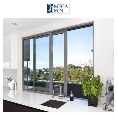 China Standard Grade Sliding Aluminum Glazed Slide Windows Modern Magnetic Screen Australia Kitchen Window Double for sale