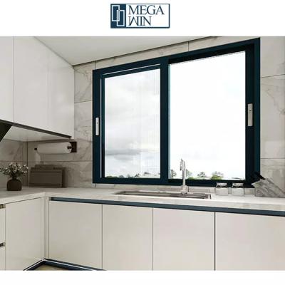 China NFRC 2 Screen Kitchen Heat Insulation Panel Aluminum 2 Magnetic Standard Modern Glass Sliding Windows for sale