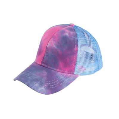 China COMMON summer ponytail tied dyed baseball cap with long hair net open hat for sale