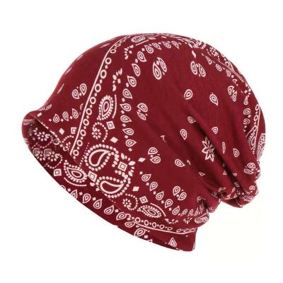 China Cashew flower pattern double hip hop hippie fashion cover hat soft printed neck wrap hat for sale