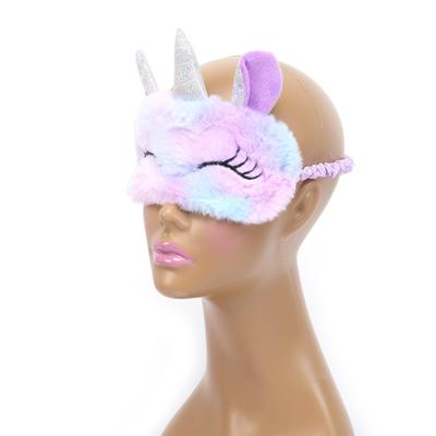 China New Unicorn Anti-puffiness Eye Mask Cartoon Silver Plush Embroidery Blackout Sleep Mask Seven Color Available Gift Advertising for sale