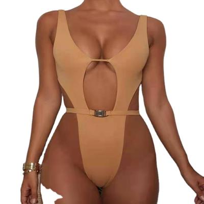 China New Breathable Sexy Solid Cut One Piece Bikini Swimwear for sale