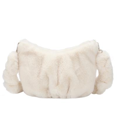 China The Other Simple Large Volume Fluffy Soft Imitation Rabbit Hair Shoulder Pure Color Pleated Texture Cross - Body Bag for sale