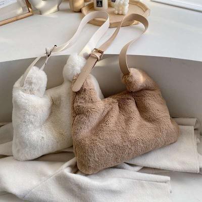 China Other Fashion Leather Plush Single Shoulder Plush One-Shoulder Plush Single Soft Cross - Body Bag for sale