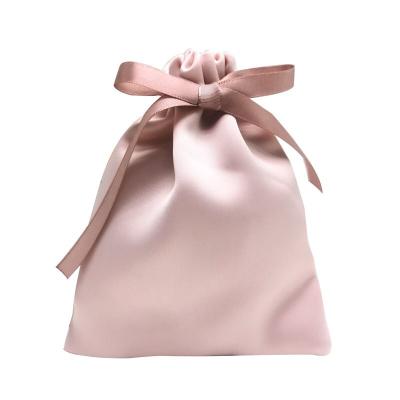 China Other New Style Imitation Silk Tie Rope Jewelry Gift Small Cloth Travel Bag Cosmetic Bag Mouth Red Bag for sale