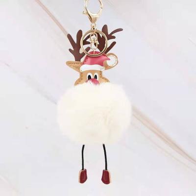 China Creative Entry Lux DIY Christmas Reindeer Stuffed Animal Hairball Key Chain Key Pendant Creative Pendant for sale