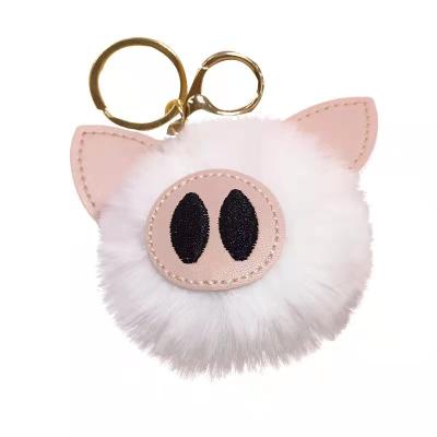 China Lux Little Pig Hair Ball Key Chain Lady's Bag Car Hanging Ornaments Car Cartoon Animal Ornaments Zodiac Pig Hair Ball Hanging Korean Pendant Lux Little Entrance for sale