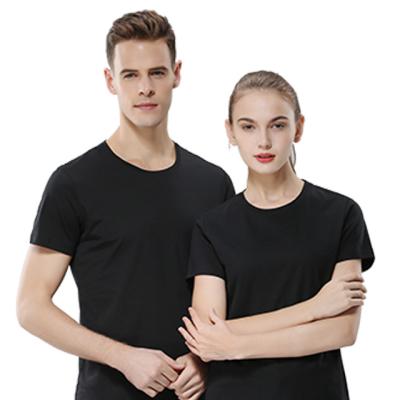 China Black Round Short Sleeve Anti-Wrinkle T-shirt Low Price Men's Round Neck T-Shirt for sale