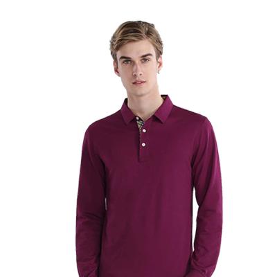 China Cheap Burgundy Polo Factory Price 80% Cotton Long Sleeved Anti-wrinkle Polo Shirt for sale