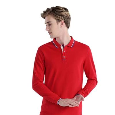 China New Arrival Red Anti-wrinkle Mens Golf Polo Shirt Long Sleeve For Spring for sale