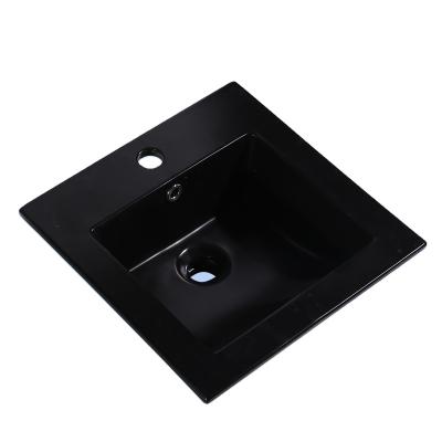 China Traditional Manufacturer Lavatory Edge Bathroom Basin Cabinet Matte Black Ceramic Slim Basin for sale