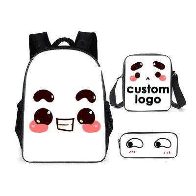 China Custom made your design custom print your design photo pattern logo bookbag 3 pcs backpack kids school backpack bags set for sale