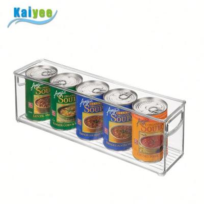 China Clear Plastic Stackable Organizer Freshness Keeping Fridge Holder with Handles for Fridge and Kitchen Pantry for sale