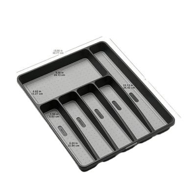 China Sustainable 6 Compartment Cutlery Cabinet Storage Organizer Cutlery Tray With Soft-Handle Liner And Non-Slip Feet for sale