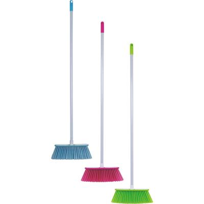 China Home broom factory in china wholesale colorful long handle plastic indoor broom brooms for sale