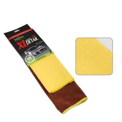 China Viable French Terry Towel Microfiber Fish Scales Cloth Diamond Weave Car Glass Cleaning Towels for sale