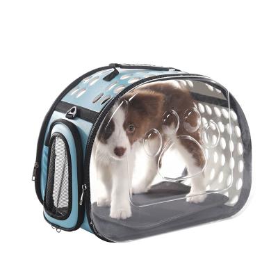 China Amazon Selling PVC Pet Breathable Warm Transparent Folding Carrier Bag Small Dog Cat Outside Travel Cage for sale