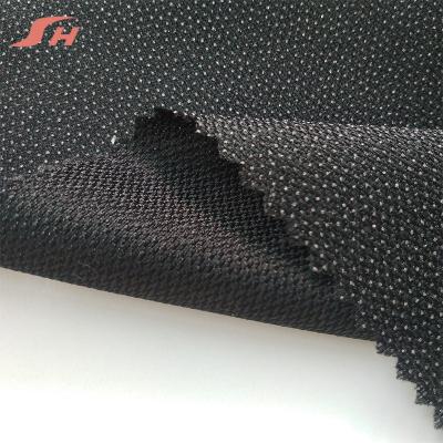 China Garment Adhesive Adhesive Polyester Grounding Double Dot Woven Interlining For Costume for sale