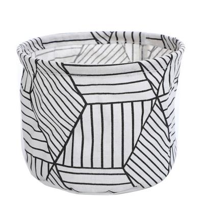 China Sustainable High Quality Waterproof Small Square Round Shaped Cotton Canvas Folding Home Storage Basket With Handle for sale