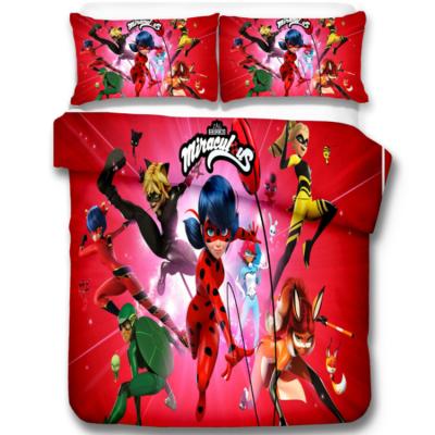 China High Quality Anti-static 3D Cartoon Printing Miraculous Ladybug Bedding Set For Kids for sale