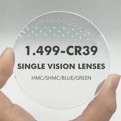 China Manufacturer hot sale single vision cr-39 lenses 1.499 optical UC HC HMC eyeglasses single uncut lens for sale