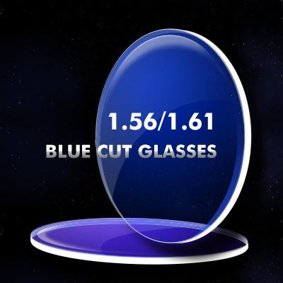 China China Optical Superhydrophobic Glass Single Vision Wholesale Optical Blue Cut Glasses HMC SHMC 1.56 1.61 SV for sale