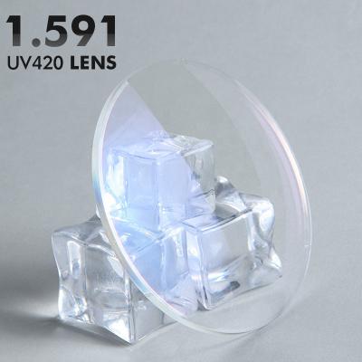 China Single Vision PC Polycarbonate Lenses UV420 Blue 1.59 Light Blocking HMC Ophthalmic Poly Lens for sale