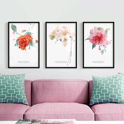 China Wholesale Framed Modern Red Flower Decorative Painting Wall Art Canvas Printed For Living Room for sale