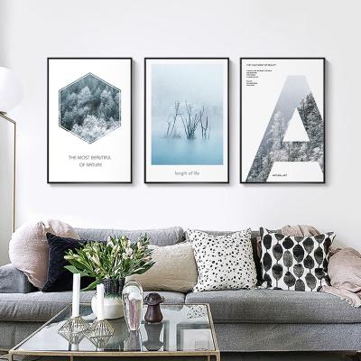 China Modern Nordic Modern Natural Landscape Forest Wall Art Canvas Decorative Painting The Living Room for sale