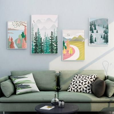 China Modern Modern Landscape Drawing For Wall Art Nordic Green Tree Canvas Print The Living Room Decorative Painting for sale