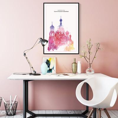 China Modern Music and Pink Castle Establishing Romantic Modern Canvas Frame Oil Painting for Decorative Bedroom Wall Art for sale