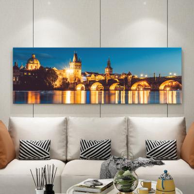 China Modern London Bridge Building Wall Art Print Canvas Ware Landscape Night City Decorative Painting for sale