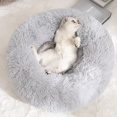 China 2 Multi-colors PP Zippers Cotton Pet Luxury Round Fluffy Washable Ultra Soft Removable Bed Non Slip Cute Cat Cat Bed With Zipper for sale