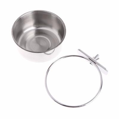 China Viable Bird Parrot Feeding Cups With Water Clamp Stainless Steel Food Rolls Dish For Small Pet Chinchilla Ferret for sale