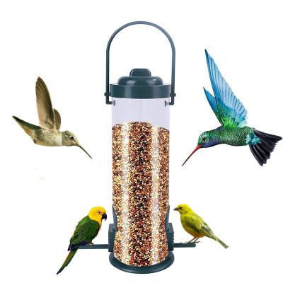 China Wholesale Plastic Outdoor Transparent Plastic Seed Birds Garden Bird Feeder Automatic Hanging Tube Feeder for sale