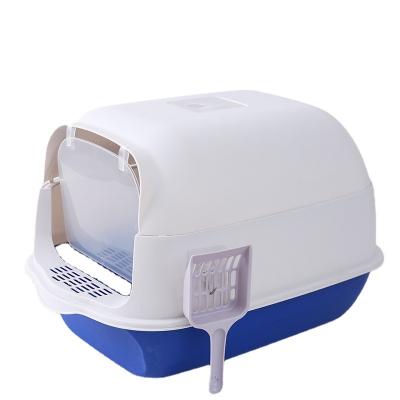 China 2022 Cats Amazon Hit Fully Enclosed Cat Litter Basin Splash Proof Portable Large Cat Litter Box Toilet With Lid for sale