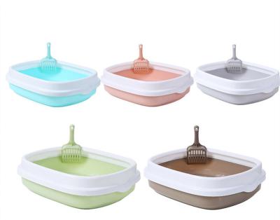 China Stored Pet Products Cleaning Plastic Cat Toilet Box Pan Simple Cheap Price Cat Litter Box for sale