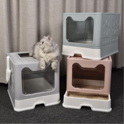 China Stored Accessories Cat Litter Box Drawer Design Large Collapsible Pet Cat Litter Box With Lid for sale