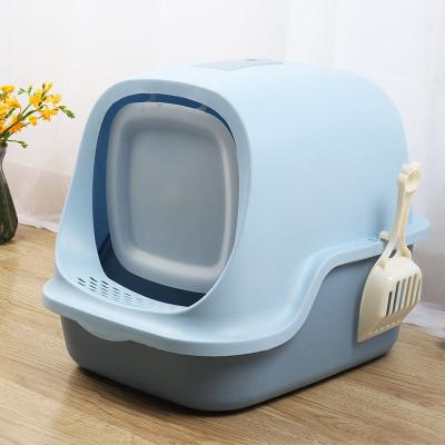 China Cat Toilet Cleaning Fully Enclosed Deodorizer Pet Cat Toilet Two-Way High Capacity Self Cleaning Trash Can For Cats for sale