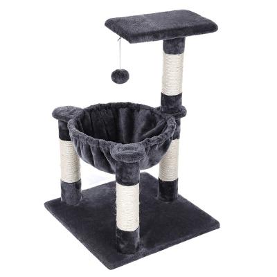 China SISAL Easy Assemble Durable Cat Climbing Tree Tower Cat Tree Lined Post With Hammock for sale